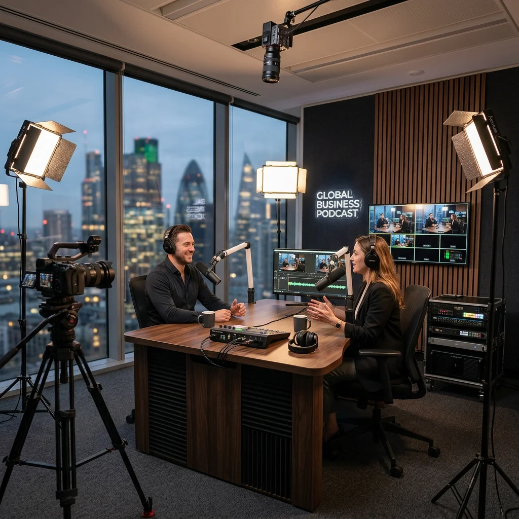 Podcast recording desk